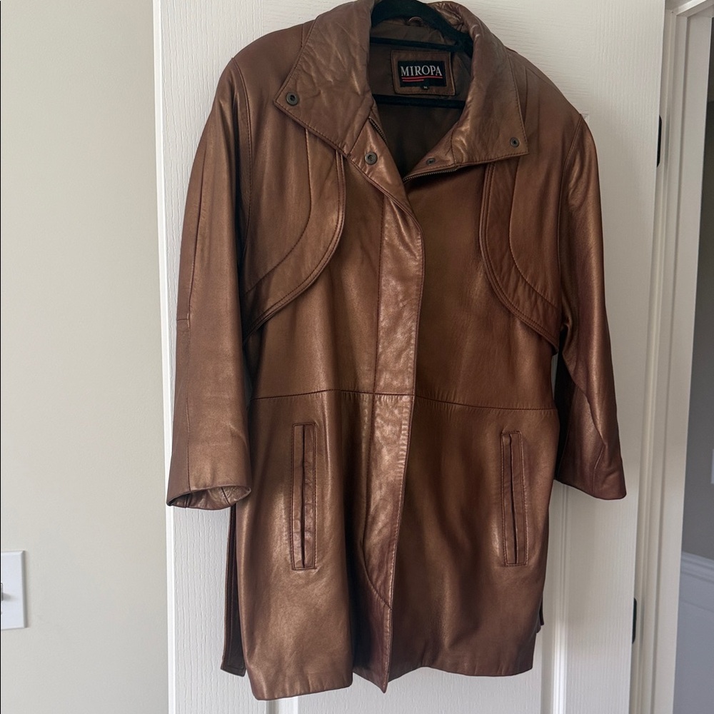 Vintage Women's Brown Metallic Leather Jacket